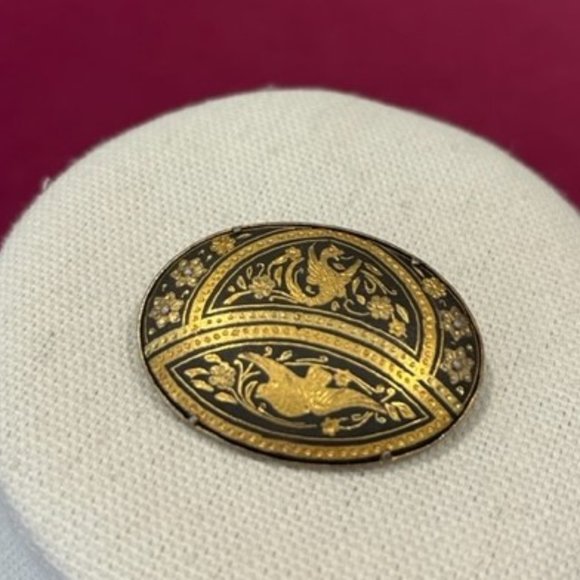 VTG Damascene Spanish Oval BROOCH - Picture 6 of 8